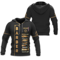 Barber Tools 3D Personalized Zipper Hoodie Barber Shirt Barber Uniform