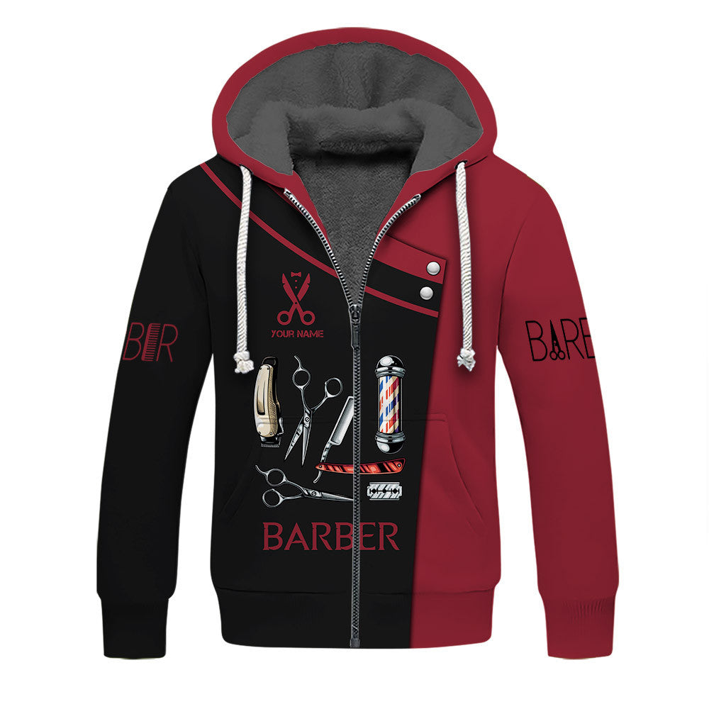 Barber Clothing 3D All Over Print Personalized Zipper Hoodie Barber Uniform