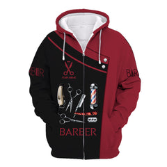 Barber Clothing 3D All Over Print Personalized Zipper Hoodie Barber Uniform