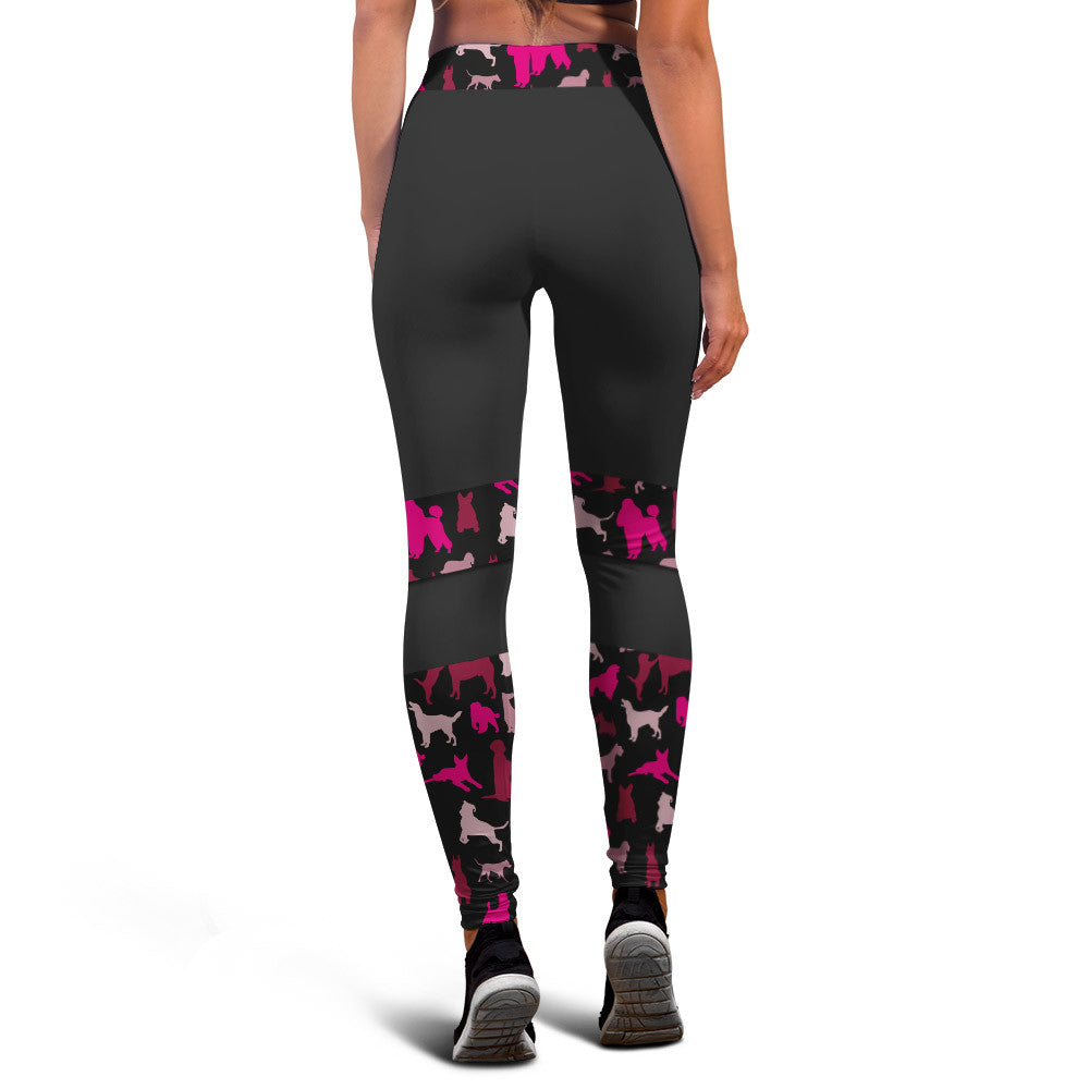 Dog Groomer Pesonalized Legging Grooming Uniform Dog Pattern Legging Black and Pink