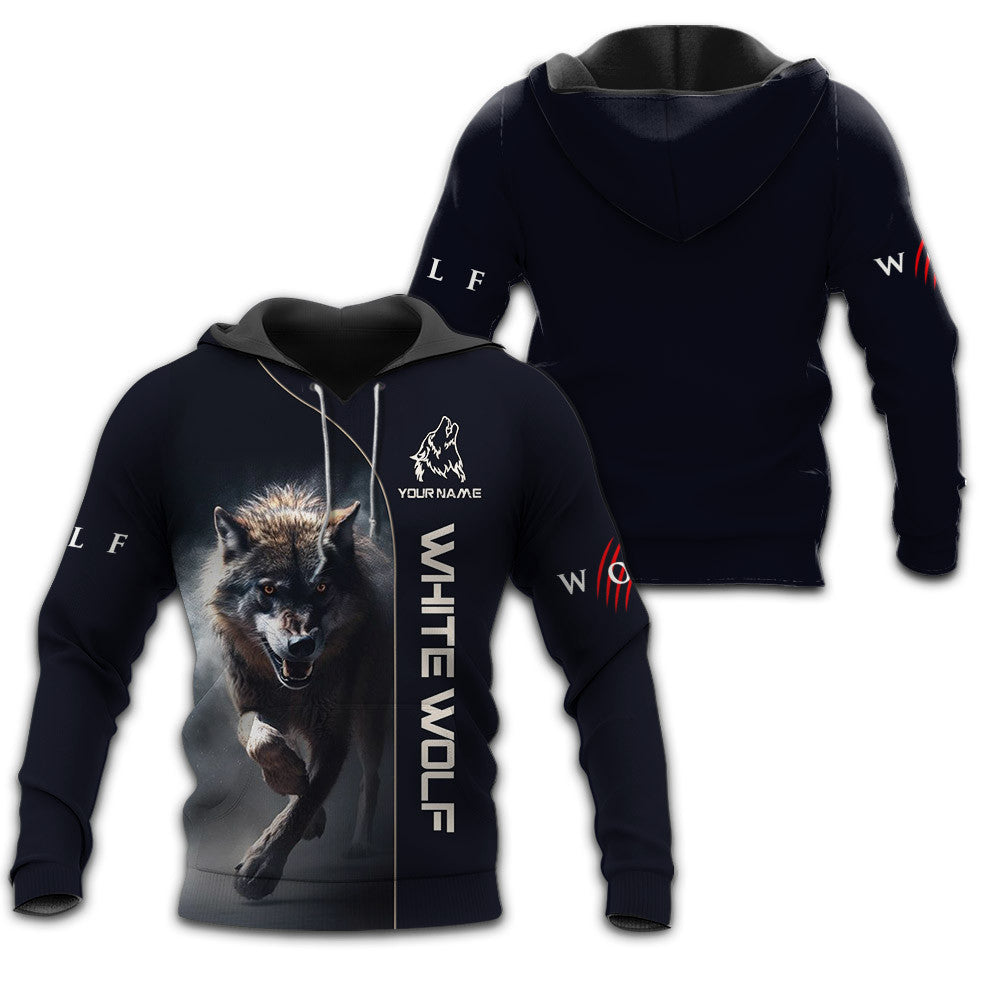 White Wolf 3D Zipper Hoodie White Wolf Custom Zipper Hoodie Gift For Wolf Lovers