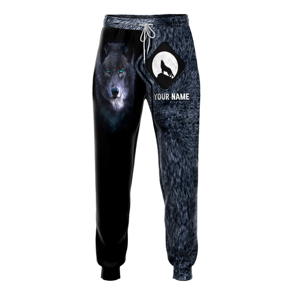 Wolf Black Night 3D Sweatpants Wolf Custom Sweatpants Gift For Wolf Lovers