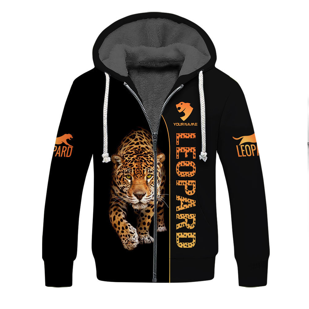 Leopard 3D Zipper Hoodie Leopard Custom Zipper Hoodie Gift For Leopard Lovers