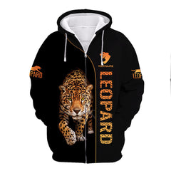 Leopard 3D Zipper Hoodie Leopard Custom Zipper Hoodie Gift For Leopard Lovers