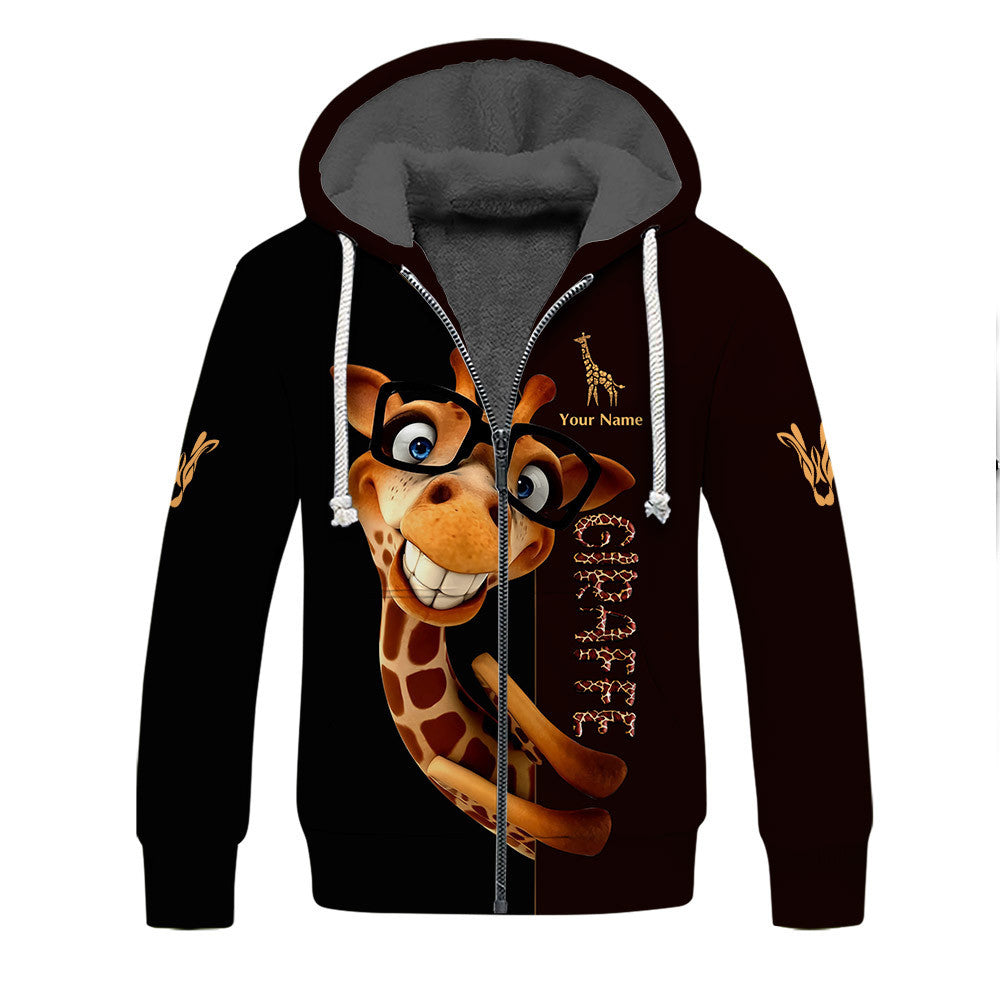 Giraffe 3D Zipper Hoodie Giraffe Custom Zipper Hoodie Gift For Giraffe Lovers