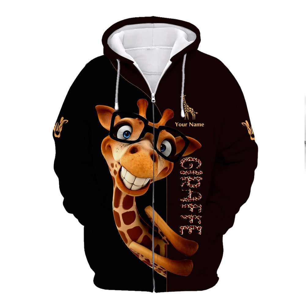 Giraffe 3D Zipper Hoodie Giraffe Custom Zipper Hoodie Gift For Giraffe Lovers