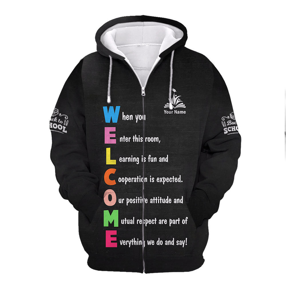 Classroom Sign Welcome Teacher Motivational Inspirational Rules Back To School Shirts