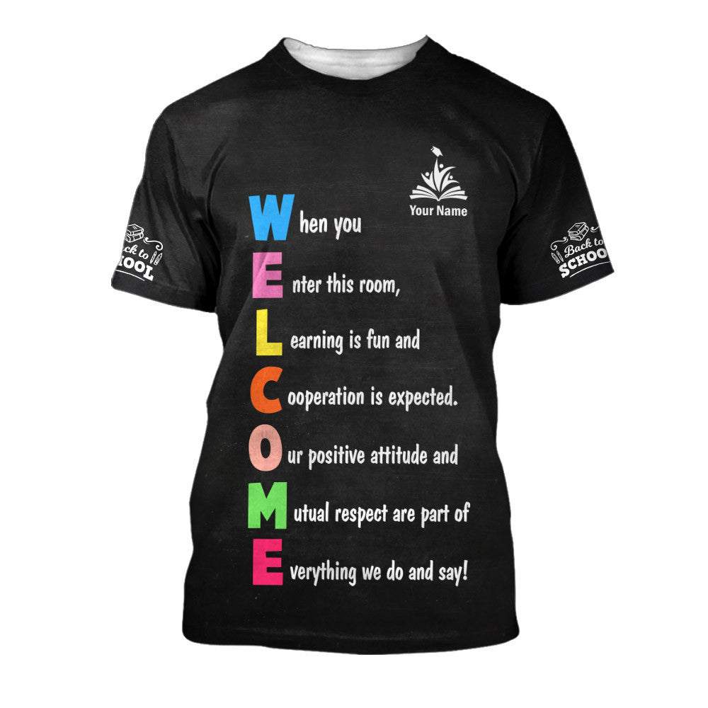 Classroom Sign Welcome Teacher Motivational Inspirational Rules Back To School Zipper Hoodie