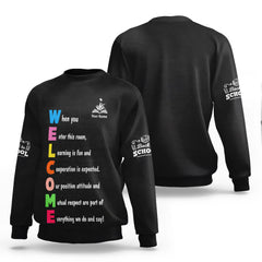 Classroom Sign Welcome Teacher Motivational Inspirational Rules Back To School Zipper Hoodie