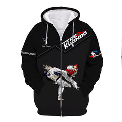 Taekwondo Pesonalized name Zipper Hoodie Taekwondo Uniform Hoodie