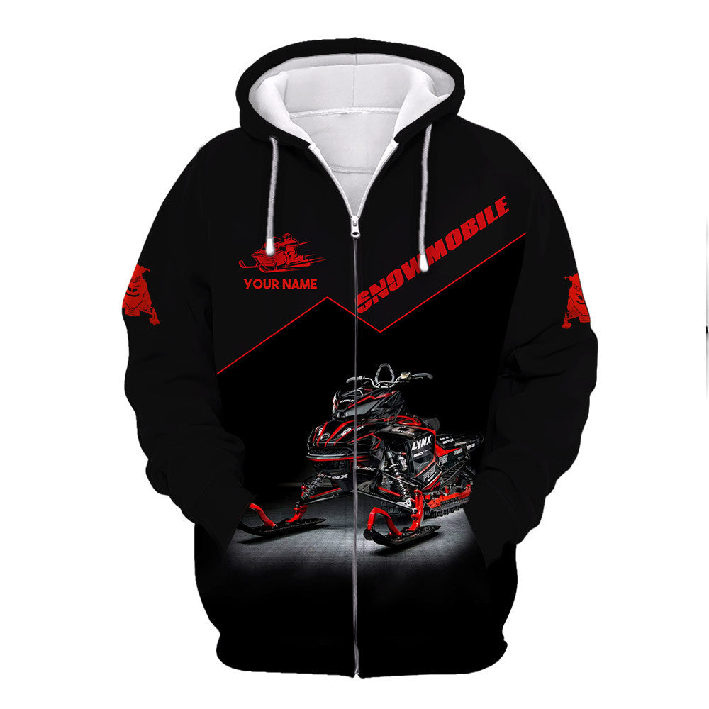 Snowmobile Zipper Hoodie Snowmobile Personalized Name 3D Zipper Hoodie Gift For Snowmobile Lovers