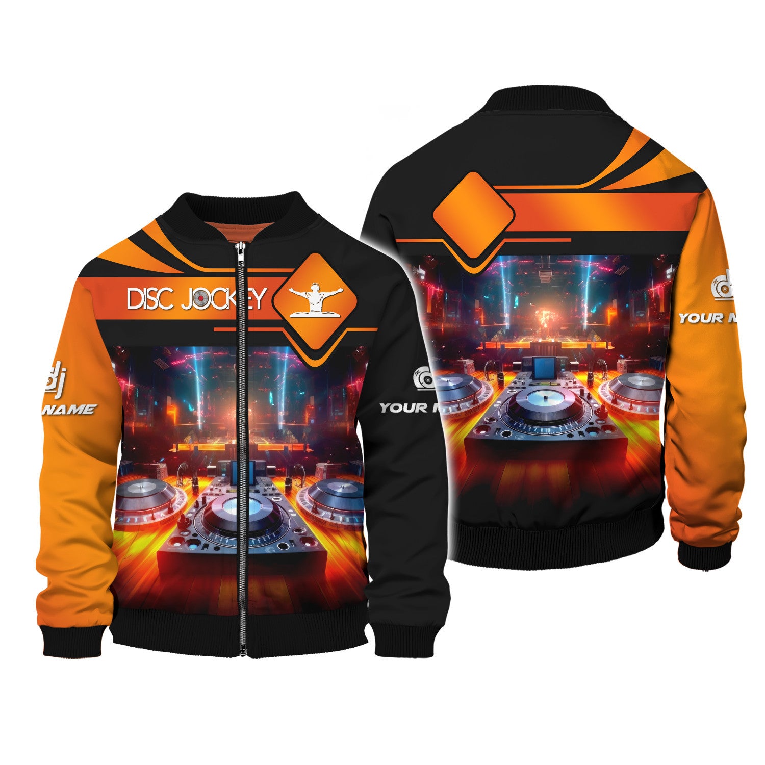 Custom name DJ Night Club Music Zipper Hoodie Disc Jockey Zipper Hoodie DJ 3D Zipper Hoodie