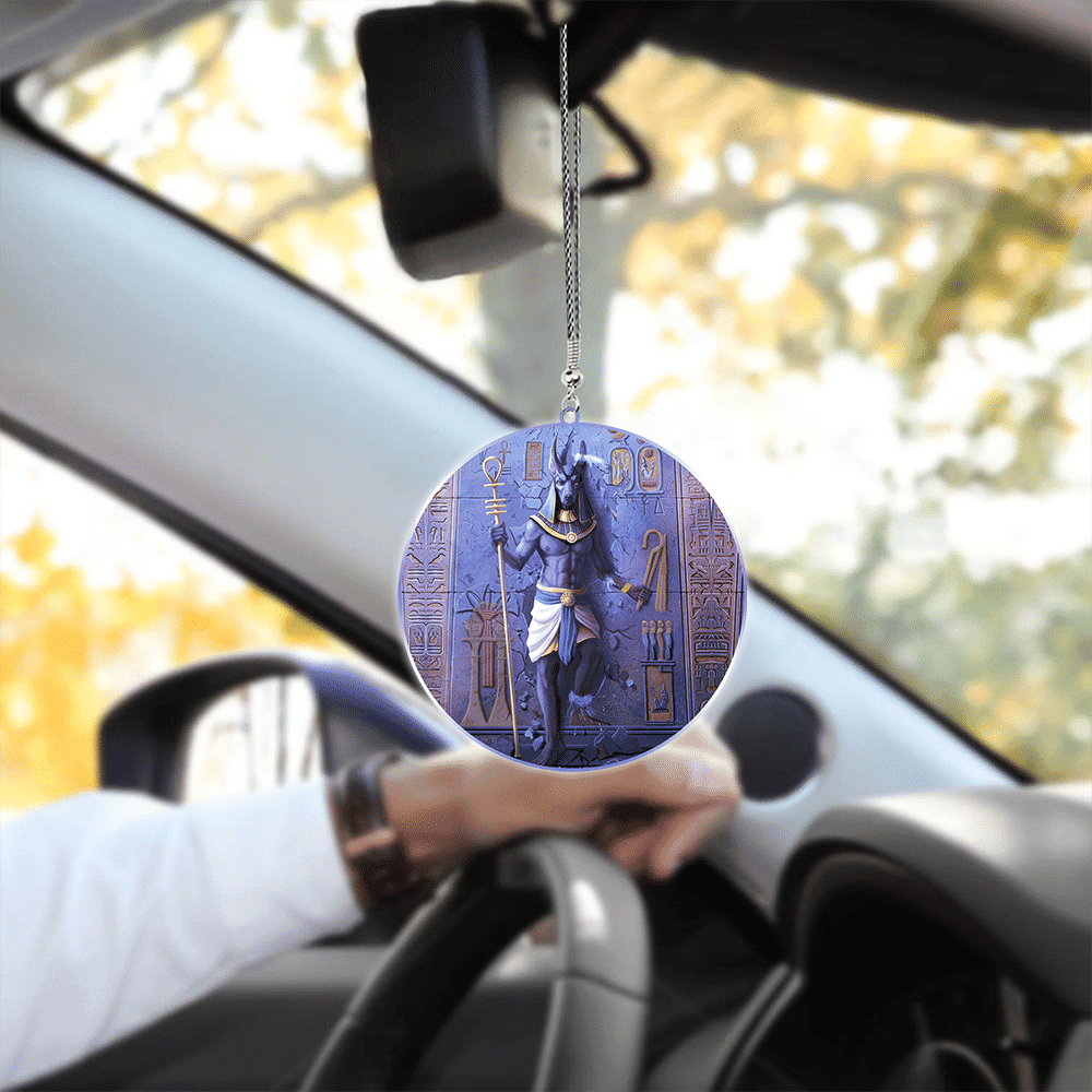 Anubis Face Blue Ancient Egyptian Unique Design Car Hanging Ornament - TrendZoneTee