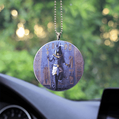 Anubis Face Blue Ancient Egyptian Unique Design Car Hanging Ornament - TrendZoneTee