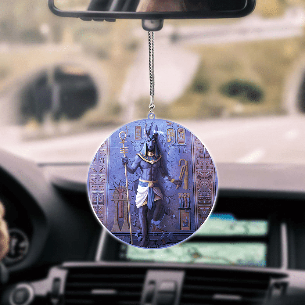 Anubis Face Blue Ancient Egyptian Unique Design Car Hanging Ornament - TrendZoneTee