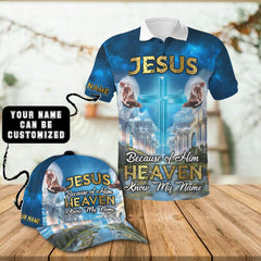 Because Of Him Heaven Knows My Name Customized 3D All Over Printed Polo & Baseball Cap