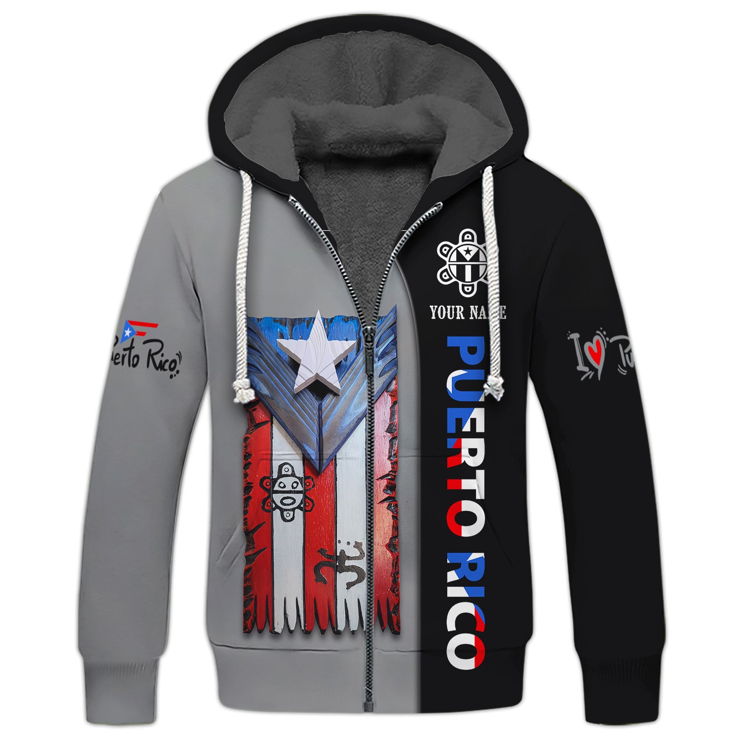 Custom Puerto Rico Zipper Hoodie Puerto Rico Shirts 3D Zipper Hoodie