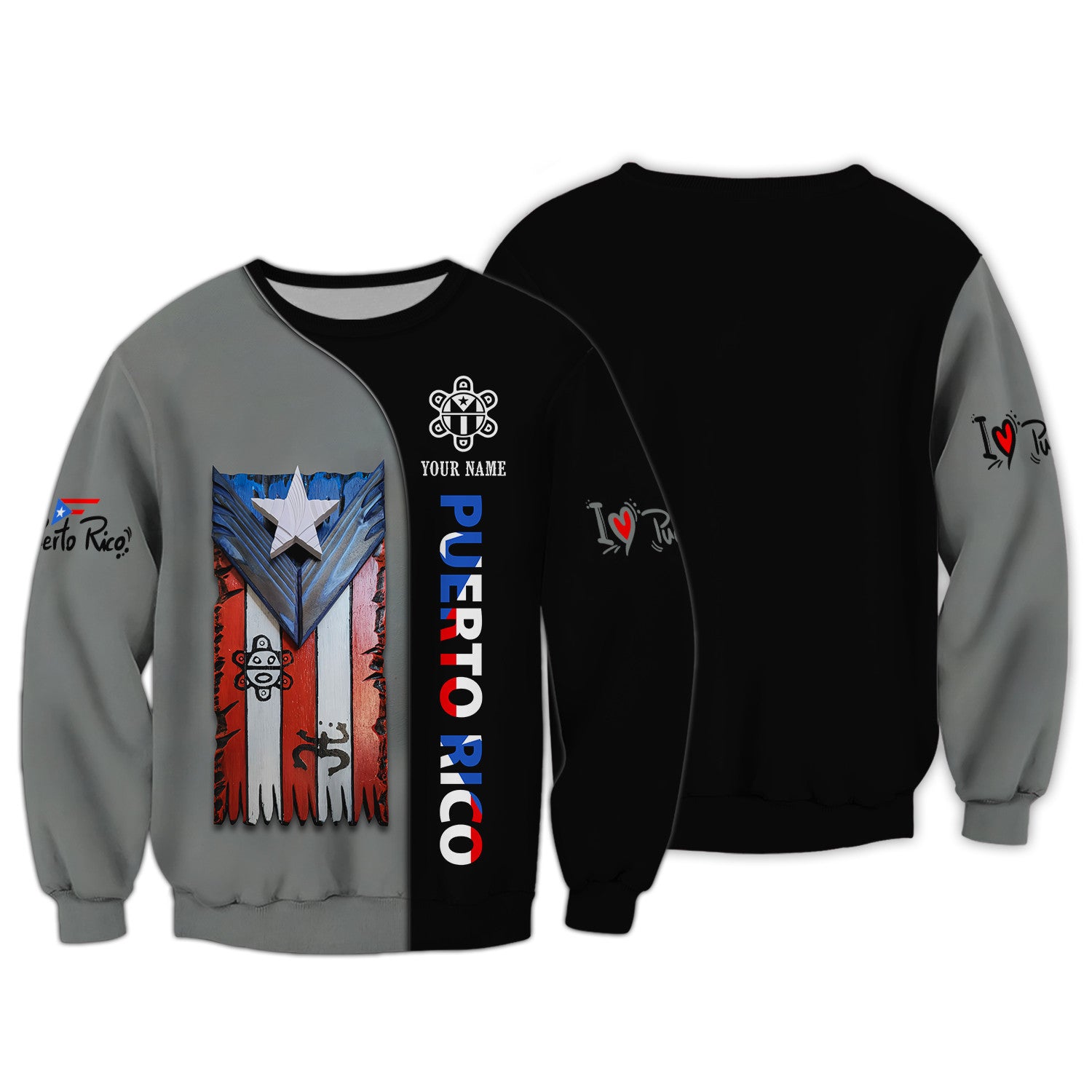 Custom Puerto Rico Zipper Hoodie Puerto Rico Shirts 3D Zipper Hoodie