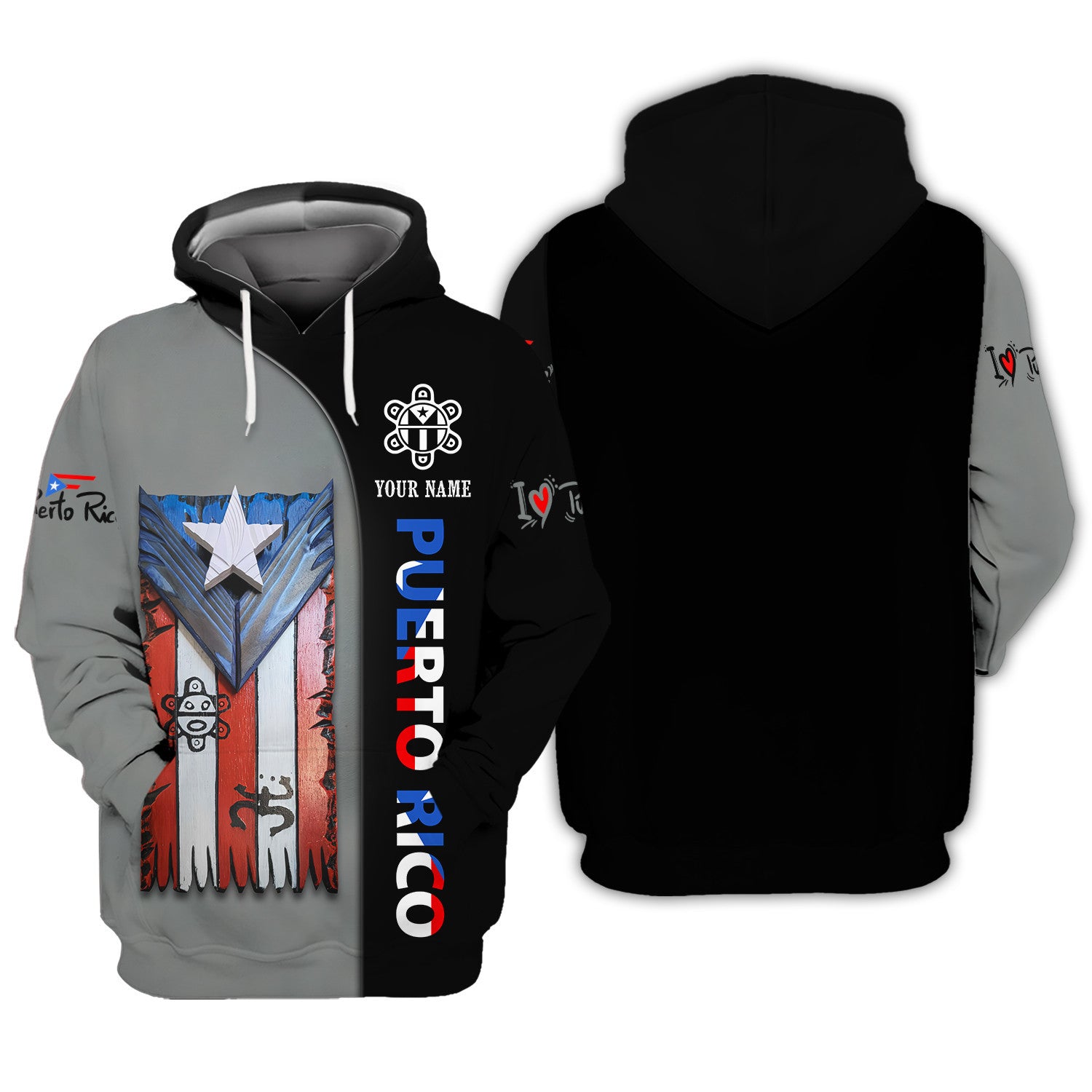 Custom Puerto Rico Zipper Hoodie Puerto Rico Shirts 3D Zipper Hoodie