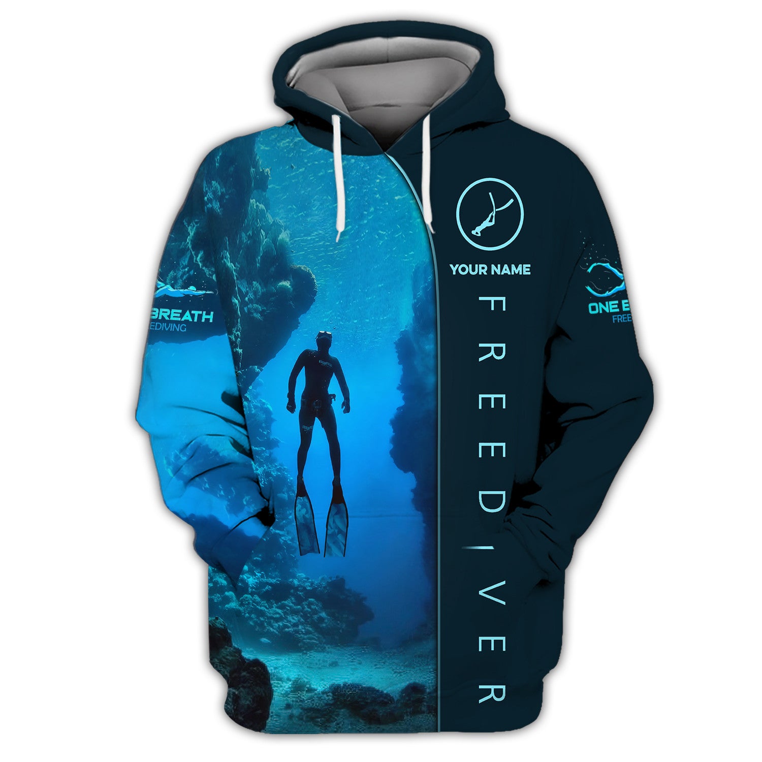 Freediving Tee Shirt Custom Name Free Diver Shirts Freediving 3D Shirt