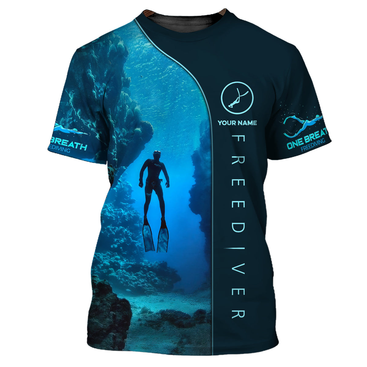 Freediving Tee Shirt Custom Name Free Diver Shirts Freediving 3D Shirt