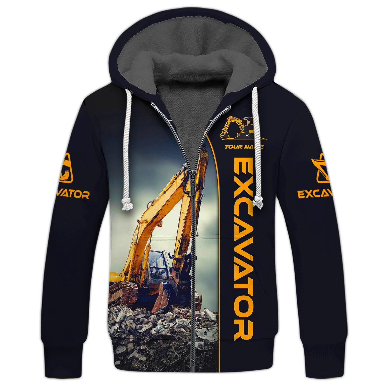 Excavator 3D Zipper Hoodie Excavator Custom Zipper Hoodie Gift For Excavator Lovers