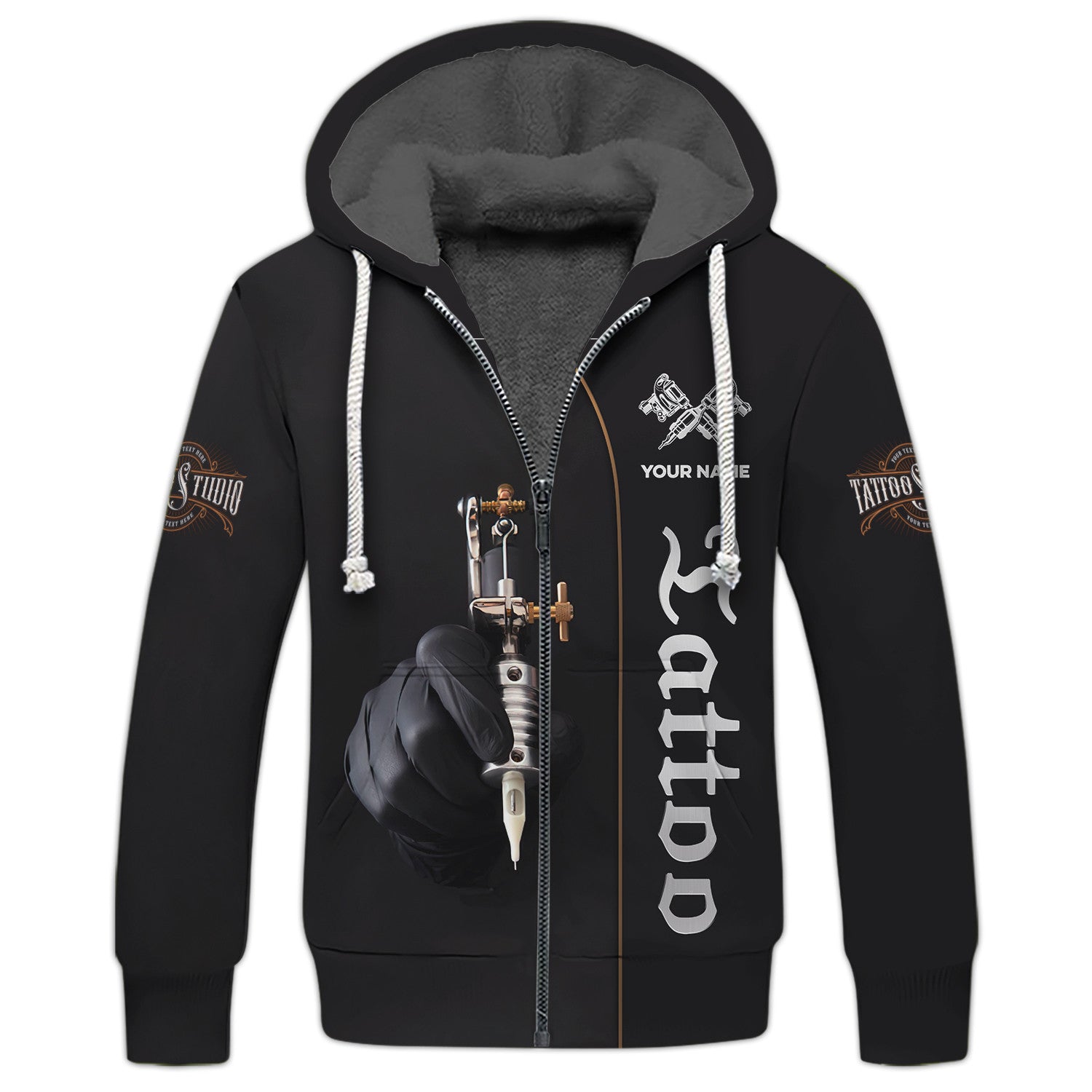 Tattoo Zipper Hoodie Custom Tattoo Personalized Name 3D Zipper Hoodie