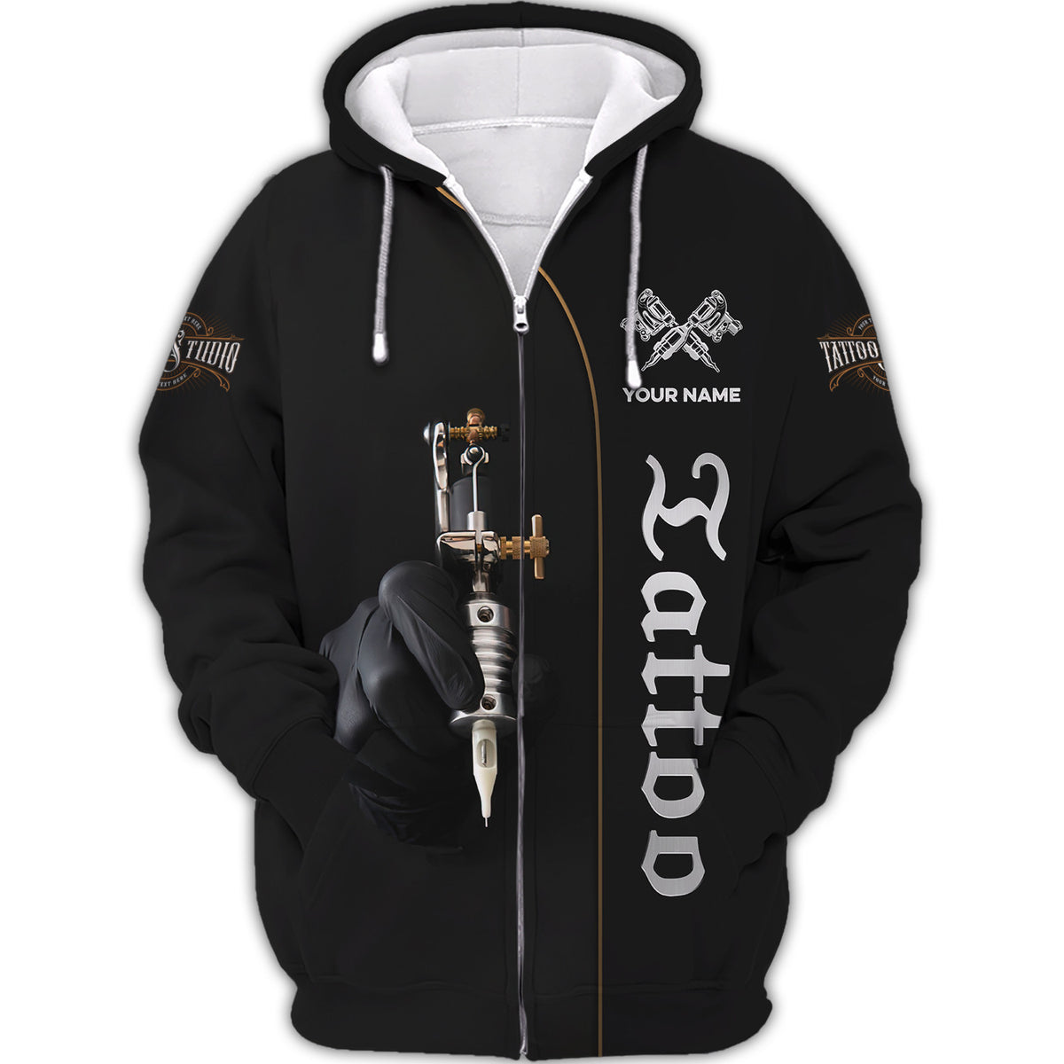 Tattoo Zipper Hoodie Custom Tattoo Personalized Name 3D Zipper Hoodie