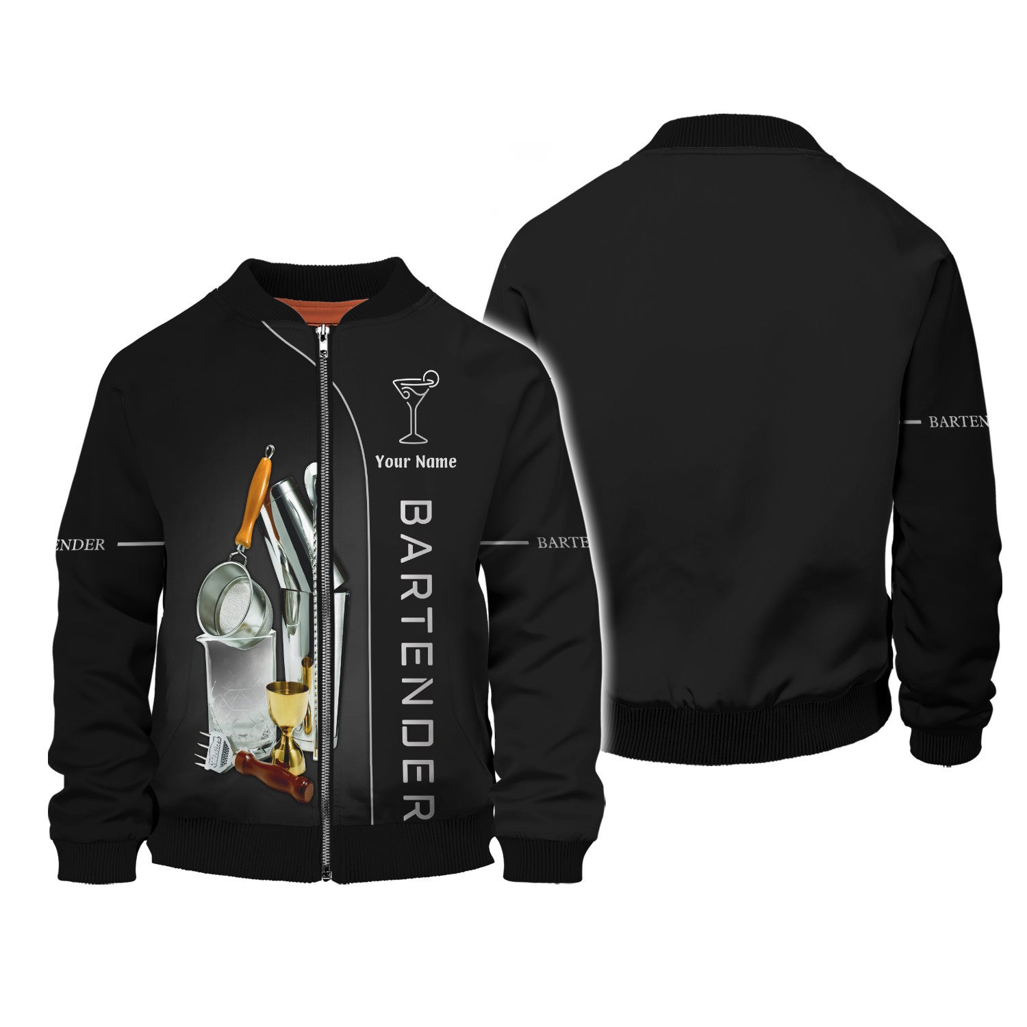 Bartender Tools Zipper Hoodie Bartender Uniform Zipper Hoodie