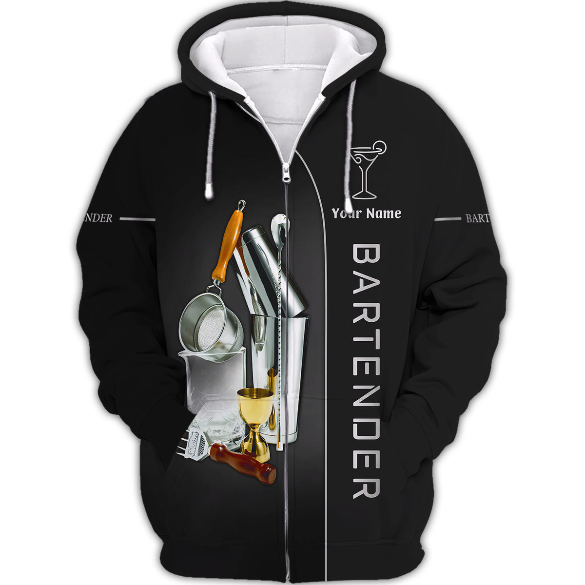 Bartender Tools Zipper Hoodie Bartender Uniform Zipper Hoodie