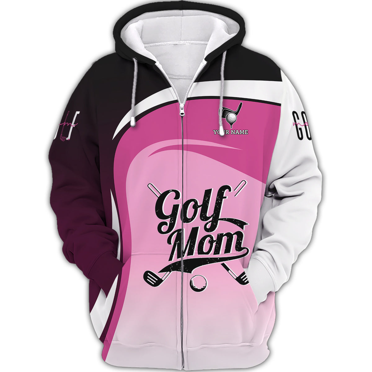 Golf Personalized Name 3D Zipper Hoodie Gift For Golf Lovers