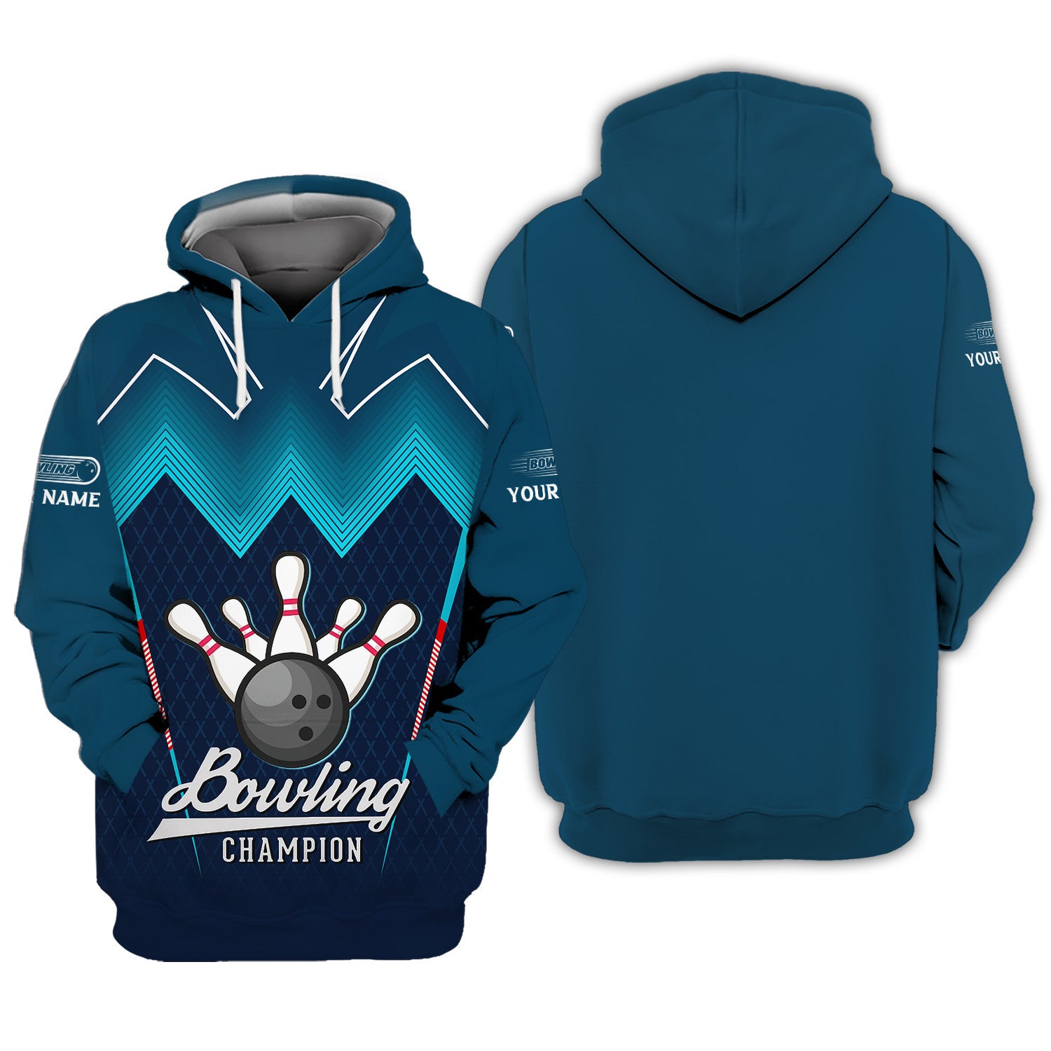 Love Bowling Zipper Hoodie Bowling 3D Full Print Zipper Hoodie Gift For Bowling Lovers customize name