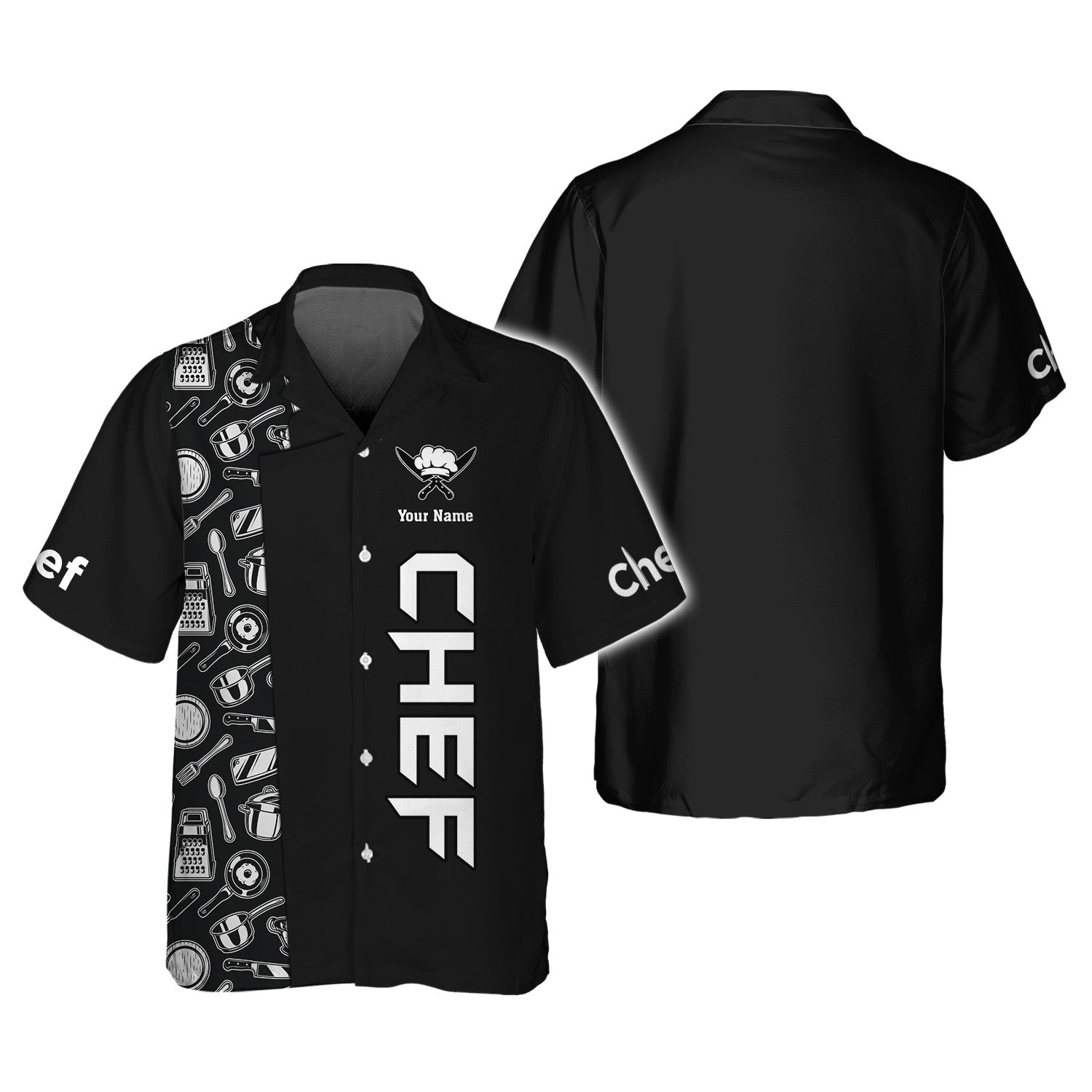 Chef T Shirts 3D Custom Name Black Shirt