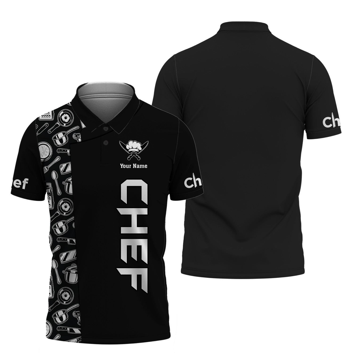 Chef T Shirts 3D Custom Name Black Shirt