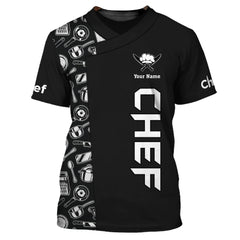 Chef T Shirts 3D Custom Name Black Shirt