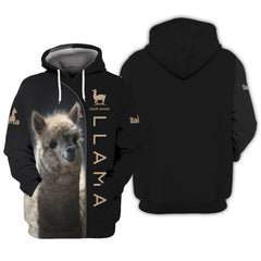 Love Llama Zipper Hoodie Custom Llama Personalized Name 3D Zipper Hoodie