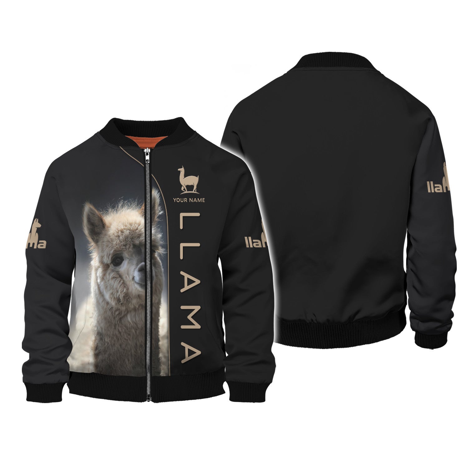 Love Llama Zipper Hoodie Custom Llama Personalized Name 3D Zipper Hoodie