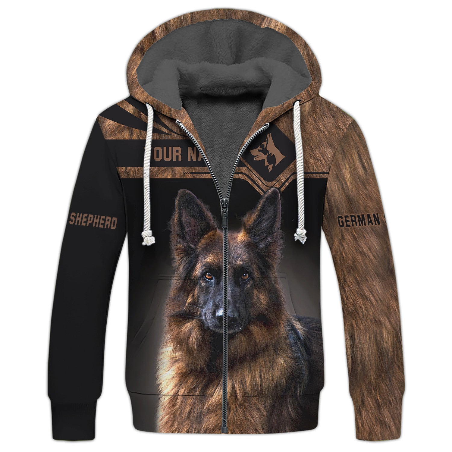 German Shepherd Personalized Name 3D Zipper Hoodie Girf For German Shepherd Lovers