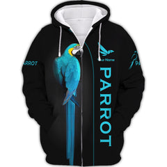 Beautiful Parrot Personalized Name 3D Zipper Hoodie Gift For Parrot Lovers