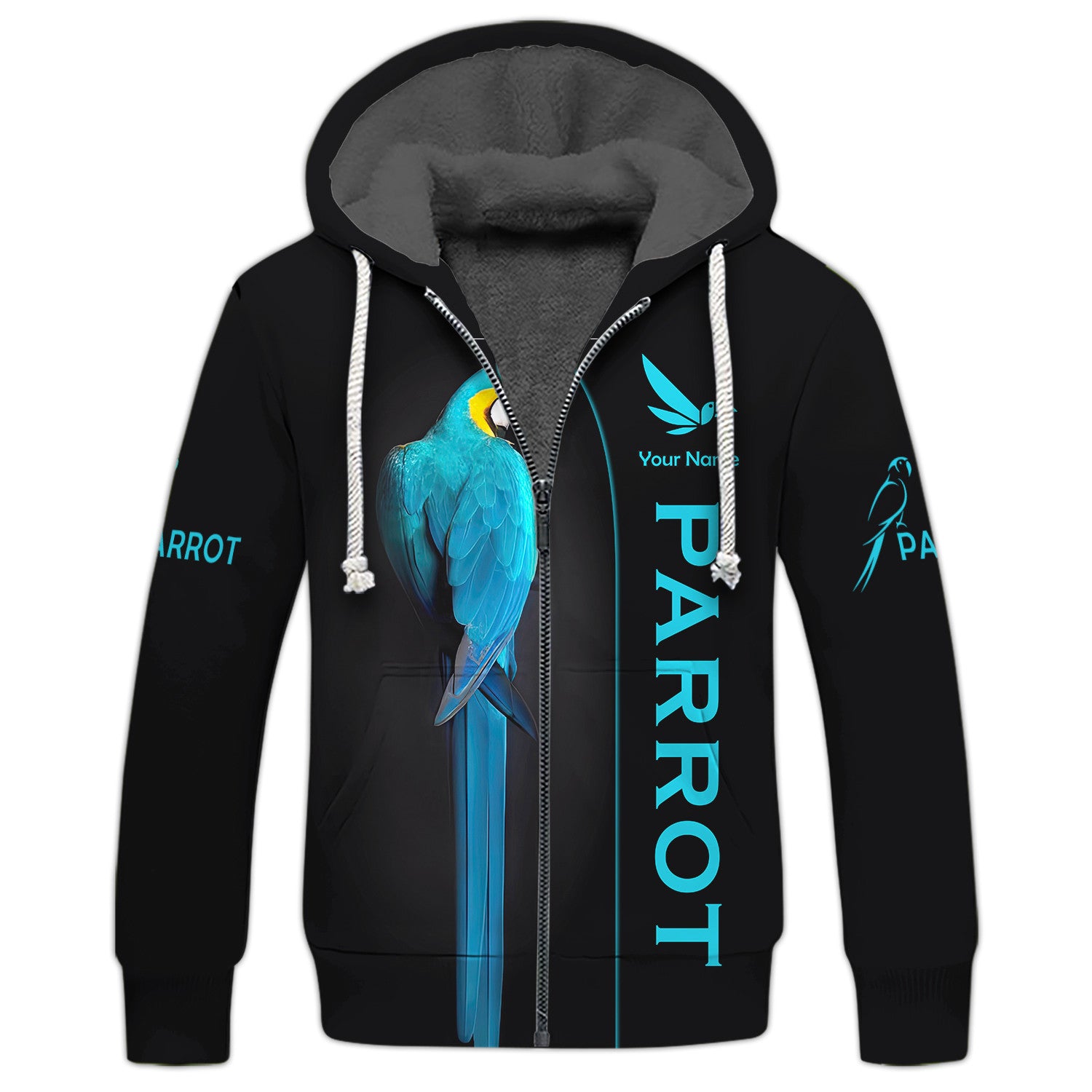 Beautiful Parrot Personalized Name 3D Zipper Hoodie Gift For Parrot Lovers