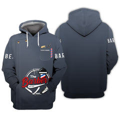 Unique Barber Shop Zipper Hoodie Custom name Barber Uniform 3D Zipper Hoodie