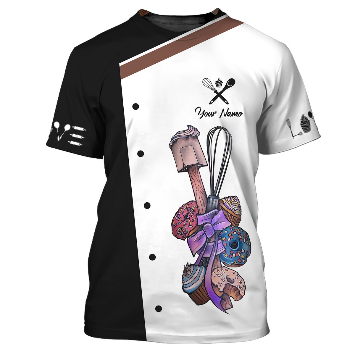 Personalized Name 3D Baker T Shirt White For Men and Women