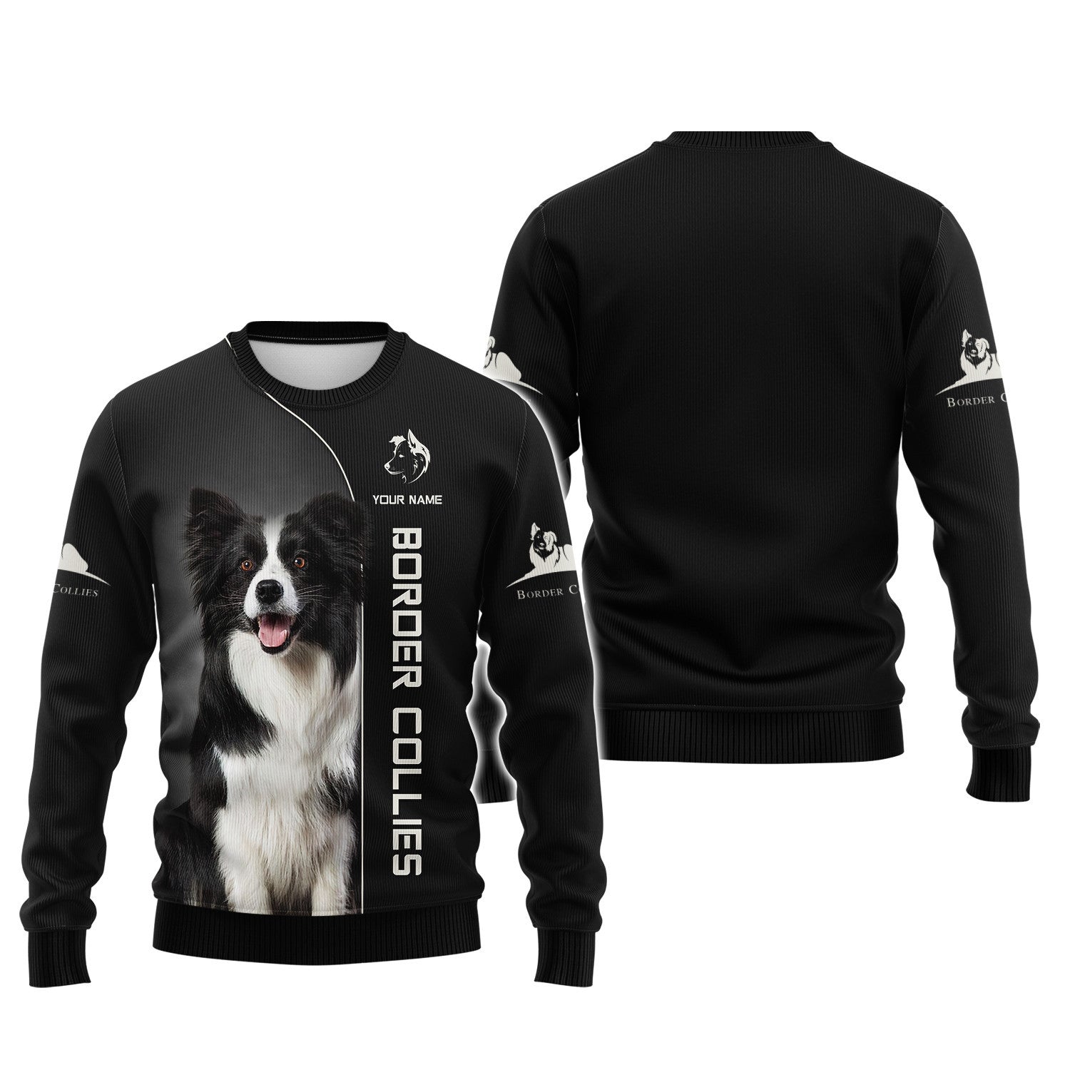 Love Border Collie Zipper Hoodie Custom Border Collie Personalized Name 3D Zipper Hoodie