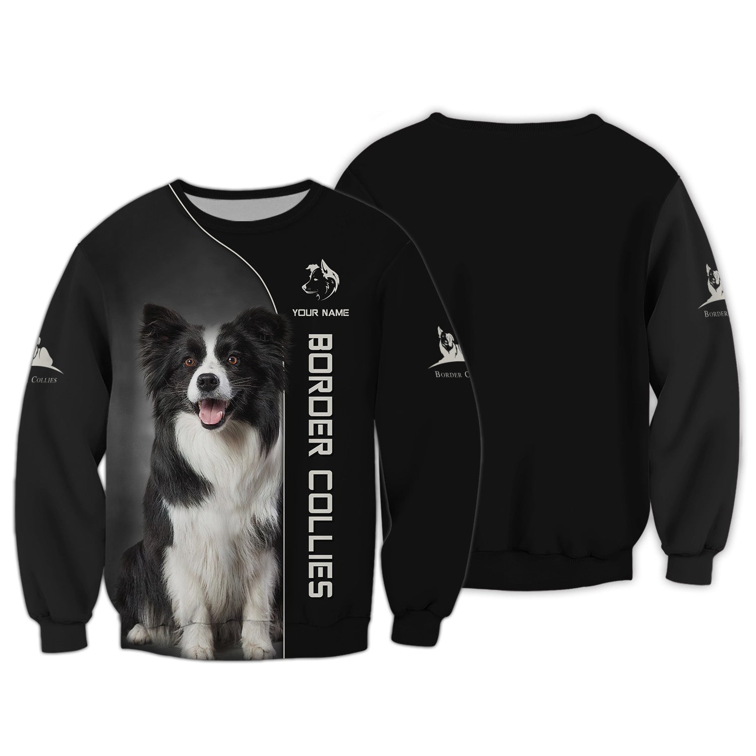 Love Border Collie Zipper Hoodie Custom Border Collie Personalized Name 3D Zipper Hoodie