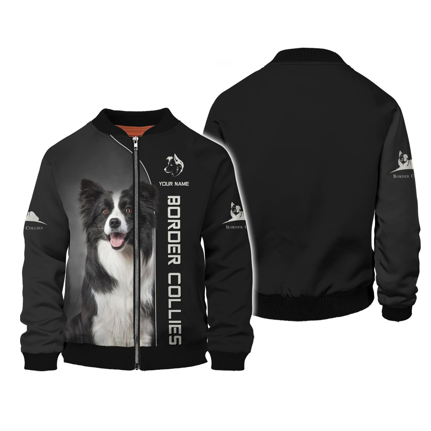 Love Border Collie Zipper Hoodie Custom Border Collie Personalized Name 3D Zipper Hoodie