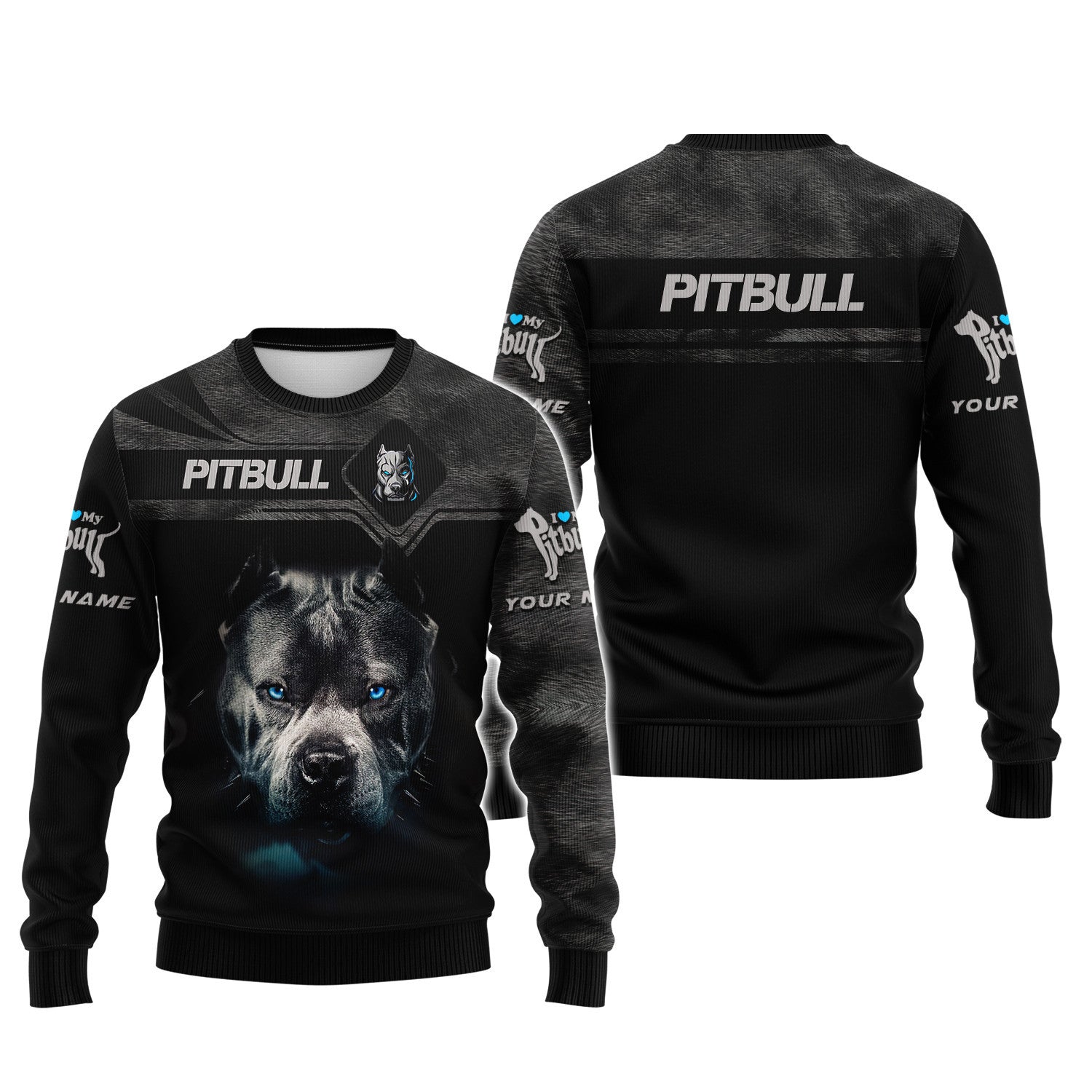 Love Pitbull Custom Name 3D Zipper Hoodie Gift For Pitbull Lovers