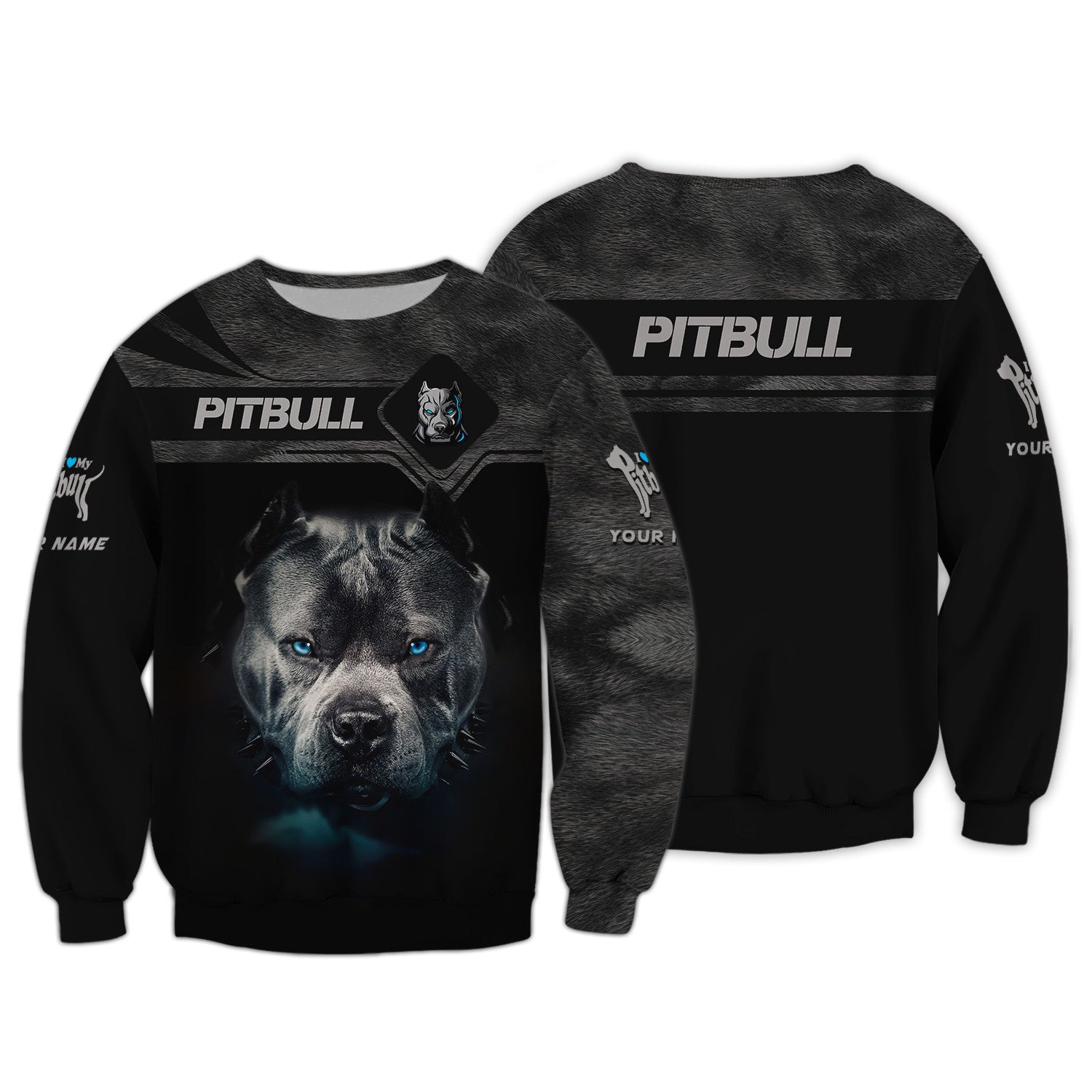 Love Pitbull Custom Name 3D Zipper Hoodie Gift For Pitbull Lovers