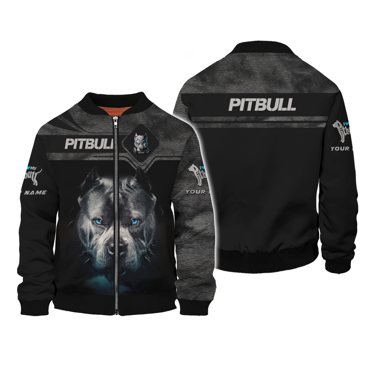 Love Pitbull Custom Name 3D Zipper Hoodie Gift For Pitbull Lovers