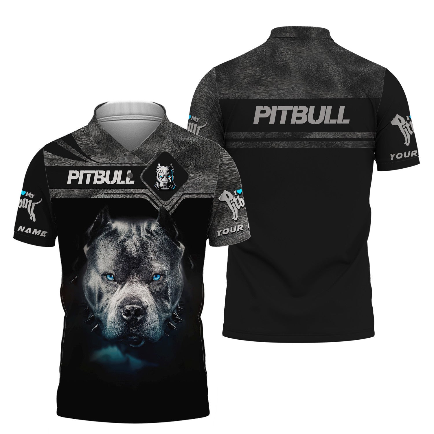 Love Pitbull Custom Name 3D Zipper Hoodie Gift For Pitbull Lovers