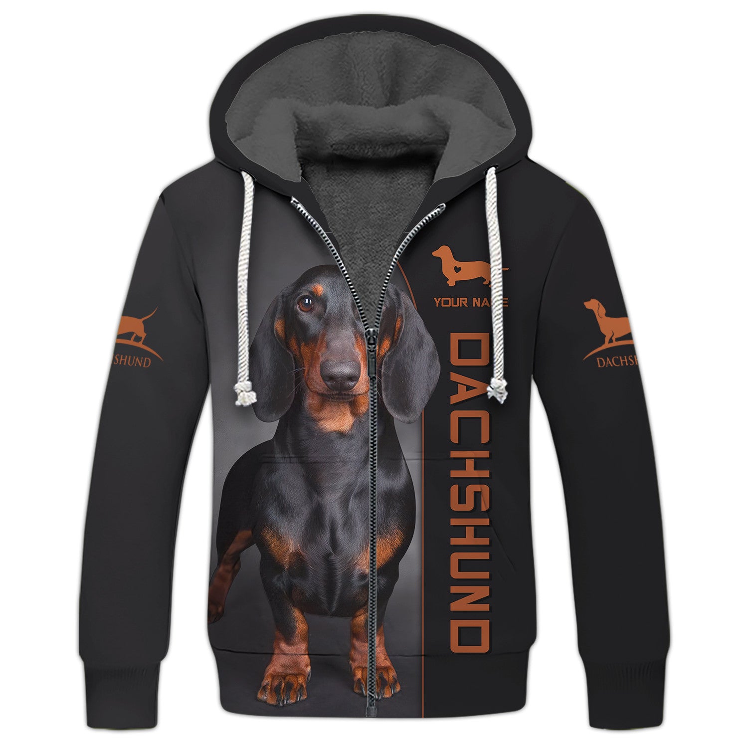 Dachshund Personalized Name 3D Zipper Hoodie Gift For Dachshund Lovers